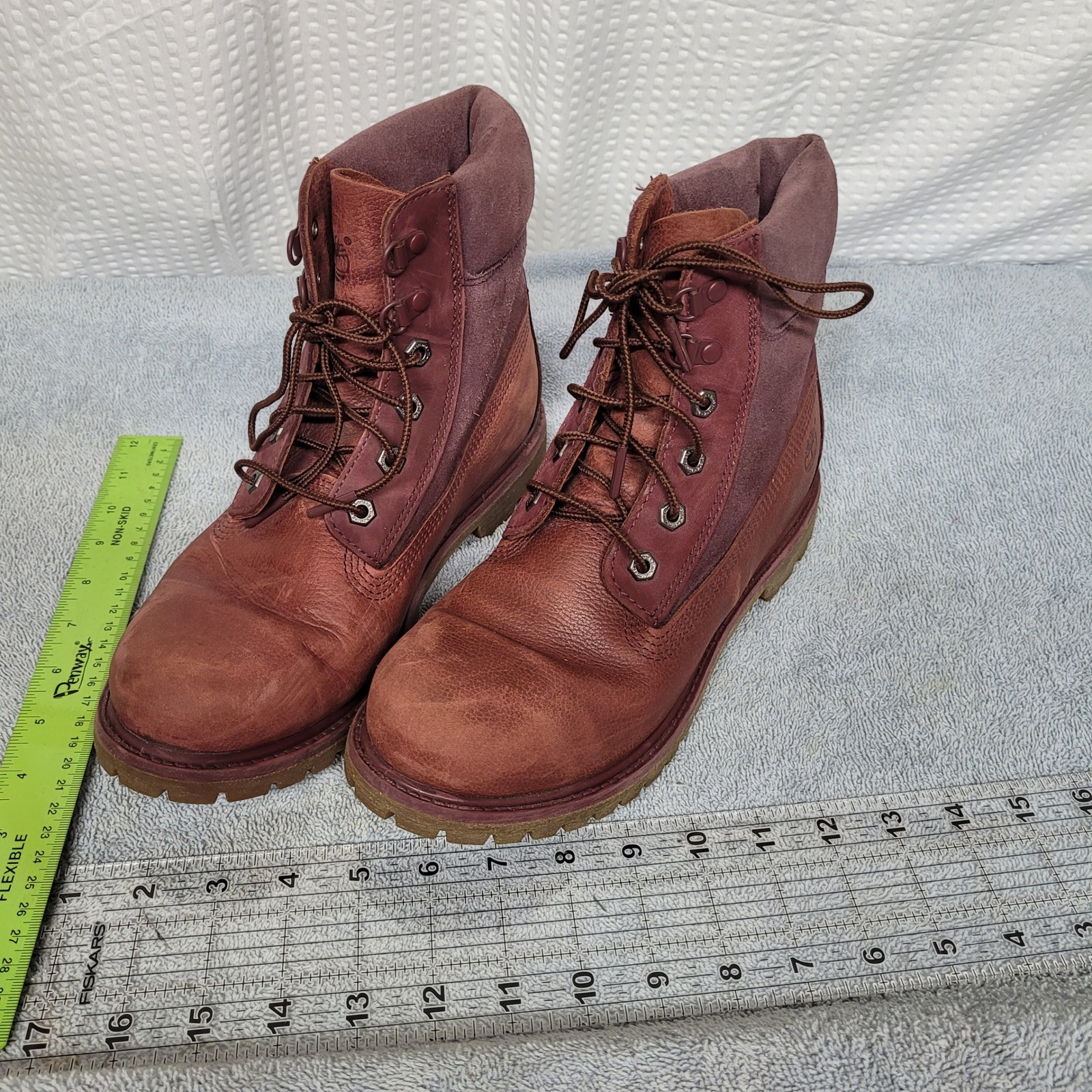Timberland Premium 6 Inch Boots Womens 9.5 Burgundy Leather Suede A19c4